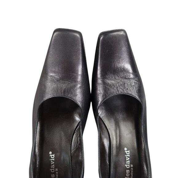 Charles David Shoes Womens 6 Pump Heels Leather Black Spool Square Toe Fashion - Picture 9 of 15
